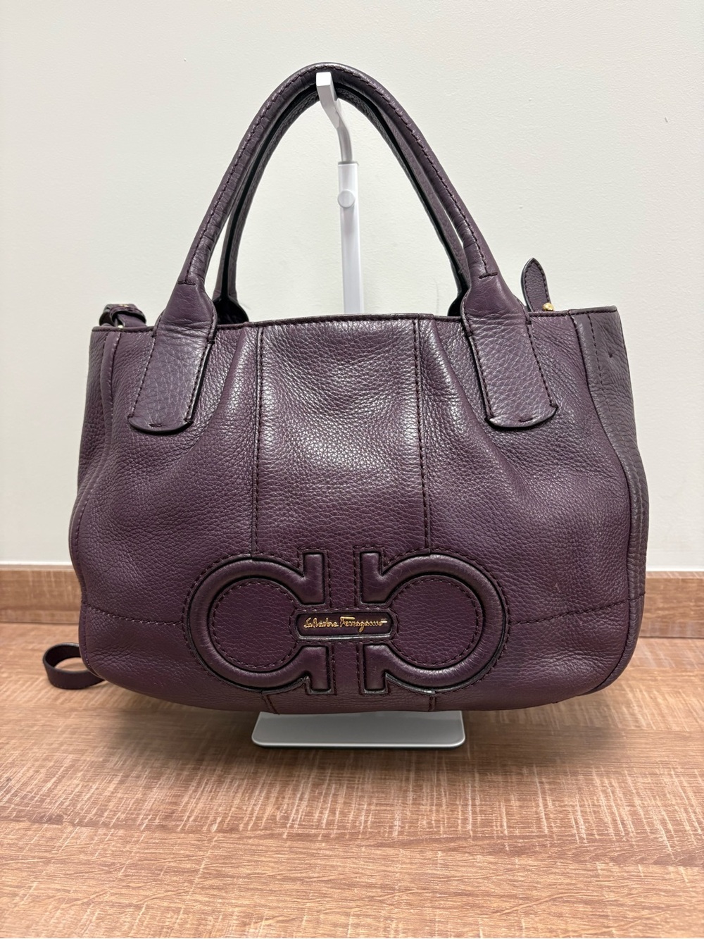 Salvatore Ferragamo Purple Leather Tote Bag
